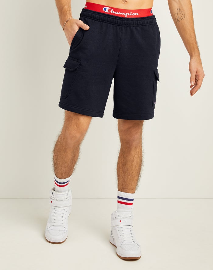 Champion Mens Shorts NZ - Powerblend Fleece Cargo Navy ( 5218-SHVXT )